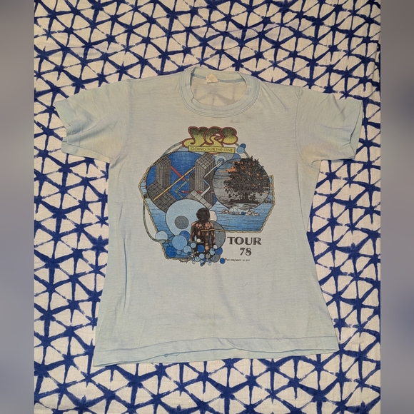 Tops - Vintage Yes Going For The One Tour 1978 T Shirt Rare Single Stitch Small Blue